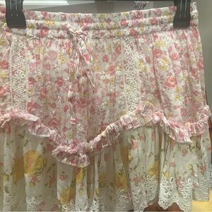 Loveshackfancy Becca Pink Floral skirt